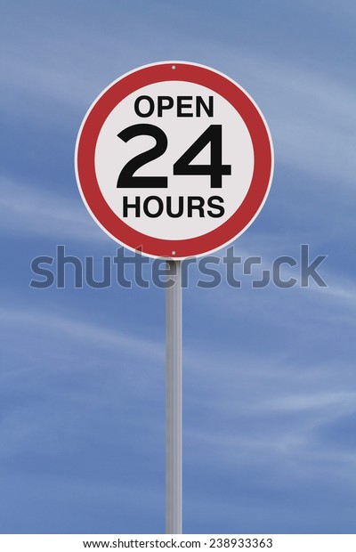 Modified Road Sign Indicating Open 24 Stock Illustration 238933363 ...