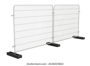 Modular Construction Barrier: This image shows two sections of wire mesh temporary fencing, commonly used for construction sites or event perimeters.