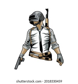 MOJOKERTO, INDONESIA - AUGUST 3th, 2021 - Cool PUBG game character, I like it