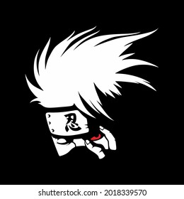 MOJOKERTO, INDONESIA - AUGUST 3th, 2021 - Kakashi Hatake Anime Character Silhouette Design