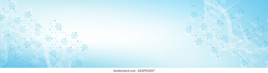 Molecular abstract structure and genetic engineering DNA. Healthcare and medicine background concept. Scientific research background. Wave flow. Innovation pattern, illustration