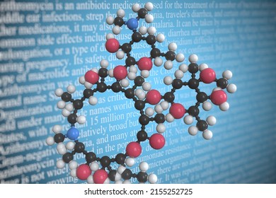 Molecular Model Of Azithromycin,  3D Rendering