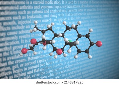 Molecular Model Of Betamethasone,  3D Rendering