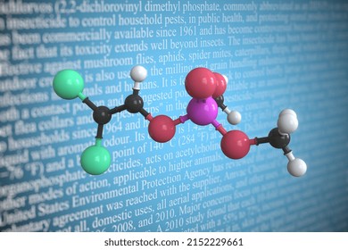 Molecular Model Of Dichlorvos,  3D Rendering