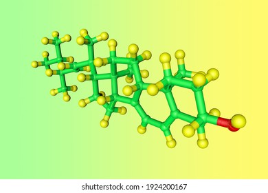 Molecular Model Of Ergosterol, A Sterol Found In Cell Membranes Of Fungi And Protozoa That Perfoms The Same Functions That Cholesterol Serves In Animal Cells. Scientific Background. 3d Illustration