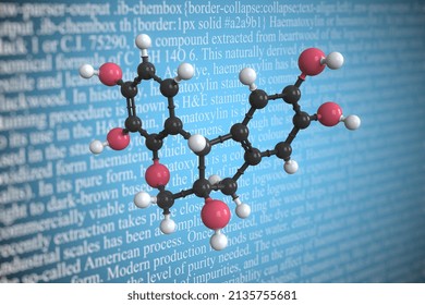 Molecular Model Of Hematoxylin,  3D Rendering