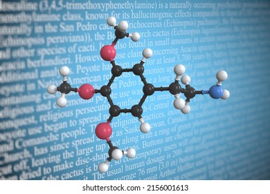 Molecular Model Of Mescaline,  3D Rendering