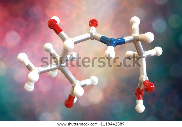 Molecular model of\
pantothenic acid, vitamin B5, 3D illustration. It has antioxidant\
activity, is a part of the vitamin B2 complex and component of\
coenzyme A,\
CoA