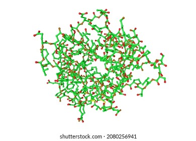 Molecular Model Of The Pro-inflammatory Cytokine Interleukin 36 Gamma, Previously Known As Interleukin-1 Family Number 9, A Protein That In Humans Encoded By The IL36G Gene. 3d Illustration