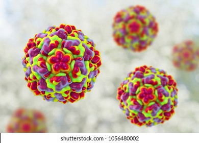 Molecular Model Of Rhinovirus, The Virus That Causes Common Cold And Rhinitis, 3D Illustration