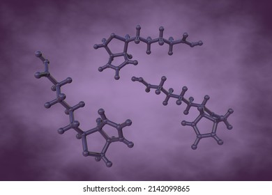 Molecular Model Of Vitamin B7 Or Biotin. It Help Keep Skin, Hair, Eyes, Liver, And Nervous System Healthy. Medical Background. Scientific Background. 3d Illustration