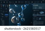 Molecular Modeling Software with Technology for Gene and DNA Sequencing. 3D Visualization for Scientific, Microbiology, Medical Research and Therapeutics. Screen Replacement Template for Computer