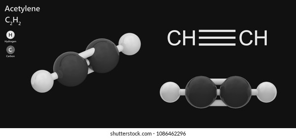 Molecular Structure Acetyleneethyne C2h2 3d Illustration Stock ...