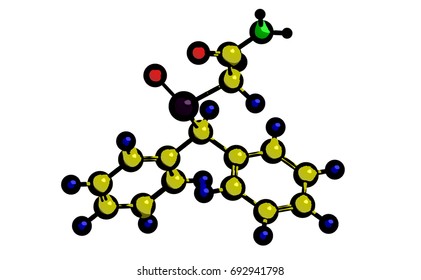 Molecular Structure Of Armodafinil (Nuvigil) - Treatment Of Excessive Daytime Sleepiness Associated With Obstructive Sleep Apnea, Narcolepsy, And Shift Work Disorder, 3D Rendering