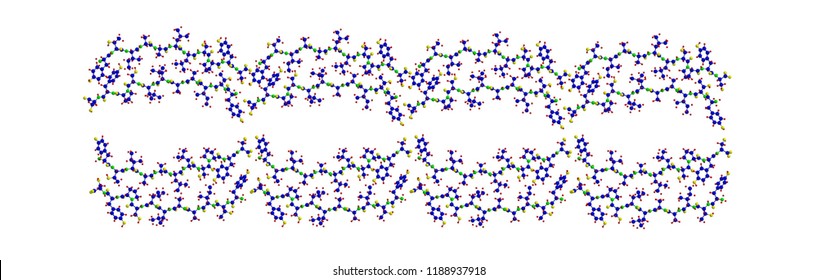 Molecular Structure Of Beta Amyloid Fibrils, Peptide Involved In Alzheimer's Disease - 3D Rendering