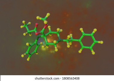 Molecular Structure Of Carfentanil Or Carfentanyl, One Of The Most Potent Opioids, An Analogue Of The Popular Synthetic Opioid Analgesic Fentanyl. Scientific Background. 3d Illustration