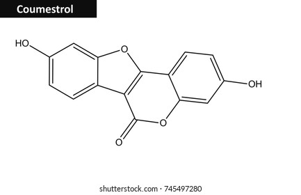 Molecular Structure Of Coumestrol -  Natural Organic Phytochemical Phytoestrogen (Coumestan)