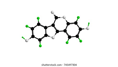 Molecular Structure Of Coumestrol -  Natural Organic Phytochemical Phytoestrogen (Coumestan), 3D Rendering 