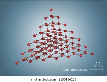molecular structure of Diamond 3D render atomic polymorph carbon molecule isolated on white. 3D illustratio of Structure of Diamond