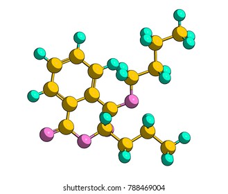 Molecular Structure Of Dibutyl Phthalate (DBP)- Example Of Phthalate, Chemical Compound Used As Plasticizer And Adhesive, 3D Rendering