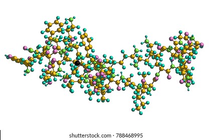 Molecular structure of endorphin (Beta form) -  opioid neuropeptides (ndogenous morphine, 3D rendering