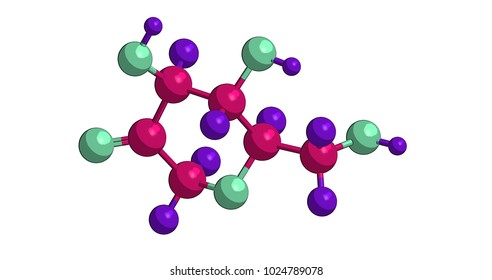 Molecular Structure Of Fructose (fruit Sugar), Simple Ketonic Monosaccharide Found In Many Plants, 3D Rendering