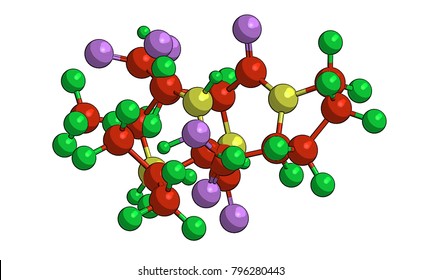 Molecular Structure Of Short Peptide (sequence Alanine-valine-asparagine-proline), 3D Rendering 