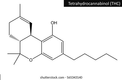 Molecular Structure Of Tetrahydrocannabinol (THC). The Compound Is The Principal Psychoactive Constituent (or Cannabinoid) Of Cannabis.  