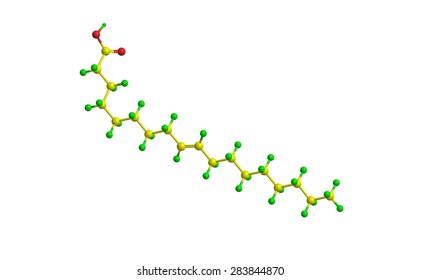 Molecular Structure Of Trans Elaidic Acid (oleic). The Compound Is Major Trans Fat Found In Hydrogenated Vegetable Oils.