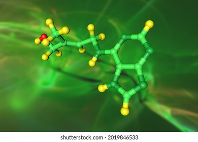 Molecular Structure Of Zeatin, A Plant Hormone (cytokinin) That Promotes Lateral Buds Growth, Stimulated Cell Division And Is Suitable For Plant Cell Culture. Scientific Background. 3d Illustration