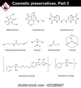 Molecular Structures Of Main Cosmetic Preservatives, Third Set, 2d Raster On White Background