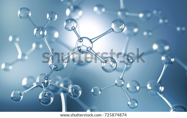 分子或原子, 科学或医学背景的抽象结构, 3D 插图. 库存插图725874874