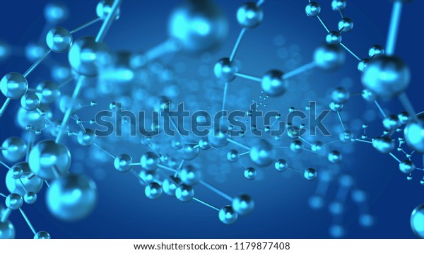Molecule\
background graphic 3D rendering blue\
color.