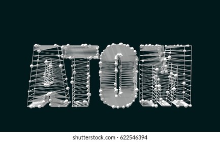 Molecule And Communication Background. Brochure or web banner design. Lines and spheres. Medical, technology, chemistry, science relative. Shallow depth of field. 3D rendering. Atom word