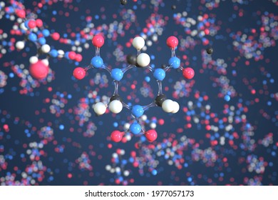 Molecule Of Cyclonite, Conceptual Molecular Model. Scientific 3d Rendering