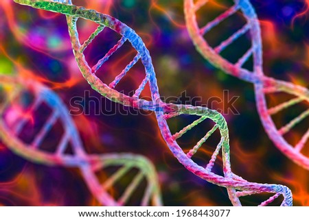 Molecule of DNA, double helix, 3D illustration. Genetic mutation and genetic disorders Imagine de stoc © 
