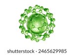 Molecule and green cosmetics liquid ball, 3d rendering. 3D illustration.