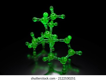 Molecule. Hi Tech Technology In The Field Of Genetic Engineering. Scientific Breakthrough In Molecular Synthesis. 3D Illustration