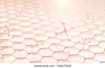 molecule on pink background, concept skin care cosmetics solution. 3d rendering.