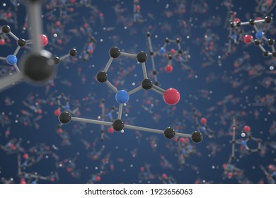 Molecule Of Povidone Iodine. Molecular Model, Science Related 3d Rendering