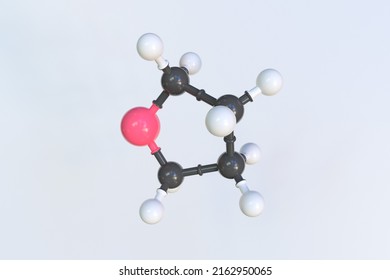 Molecule Of Tetrahydrofuran, Isolated Molecular Model. 3D Rendering