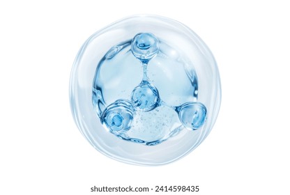 Molecule and water bubble, 3d rendering. 3D illustration.