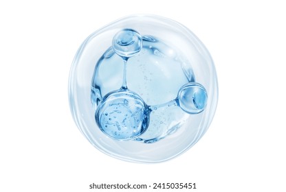 Molecule and water bubble, 3d rendering. 3D illustration.