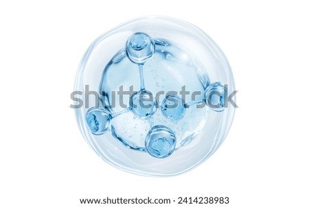 Molecule and water bubble, 3d rendering. 3D illustration.