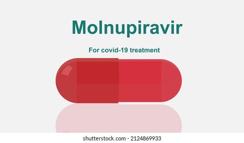 Molnupiravir Oral Capsules, Concept Covid 19 Antiviral Drug. 