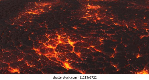 Molten Lava Texture Background. Burning Floor - Armageddon or Hell Concept.  3D Render. 3D Illustration.