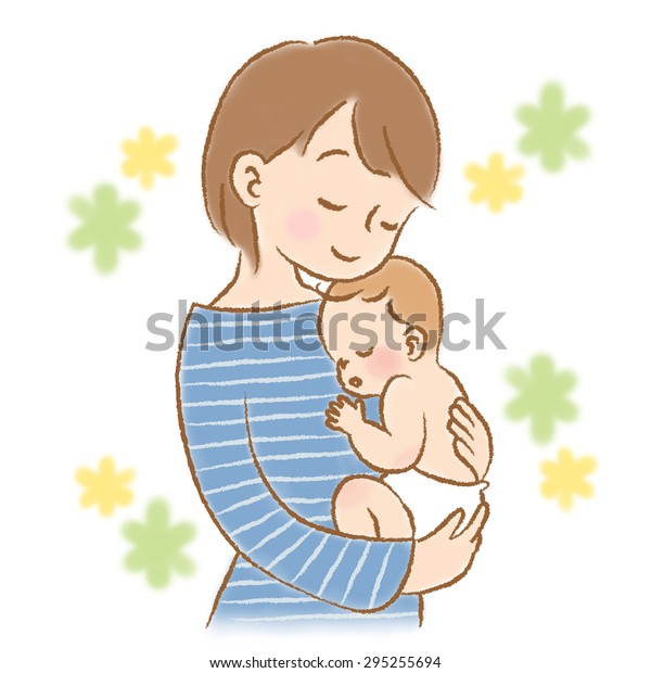 赤ちゃんを抱きしめる母さん のイラスト素材