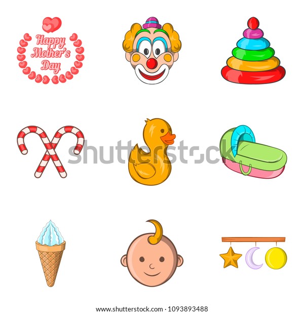Mom icons set. Cartoon set of 9 mom icons for\
web isolated on white\
background