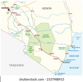 Mombasa-Nairobi Railway Map In Kenya