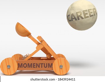 Momentum Is A Driving Force Related To Great Career Path, Leads To Professional Success In Business And Work, Supports Job Achievements, Progress And Happiness In Life., 3d Illustration